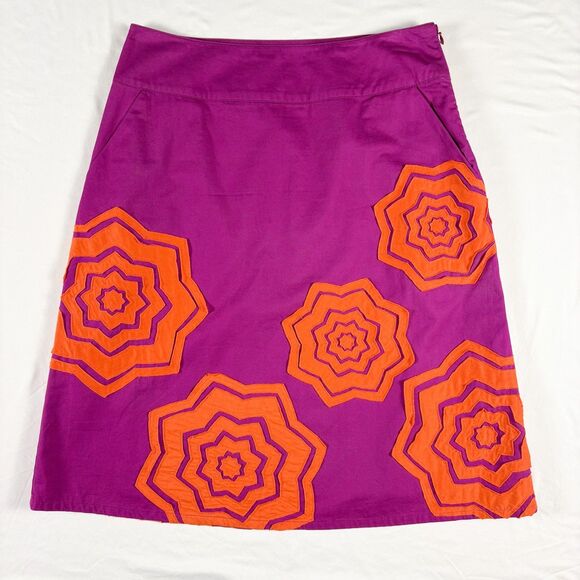 Boden Dresses & Skirts - Boden Midi Skirt 10R A Line Colorful Artsy Floral Modest Applique Whimsical Fun